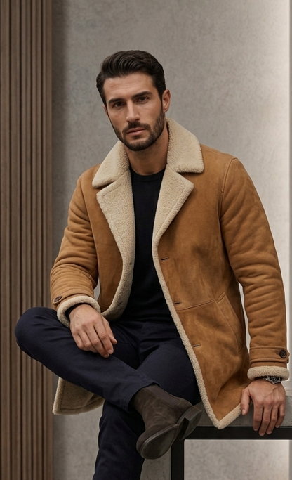 Obsidian Shearling Car Coat