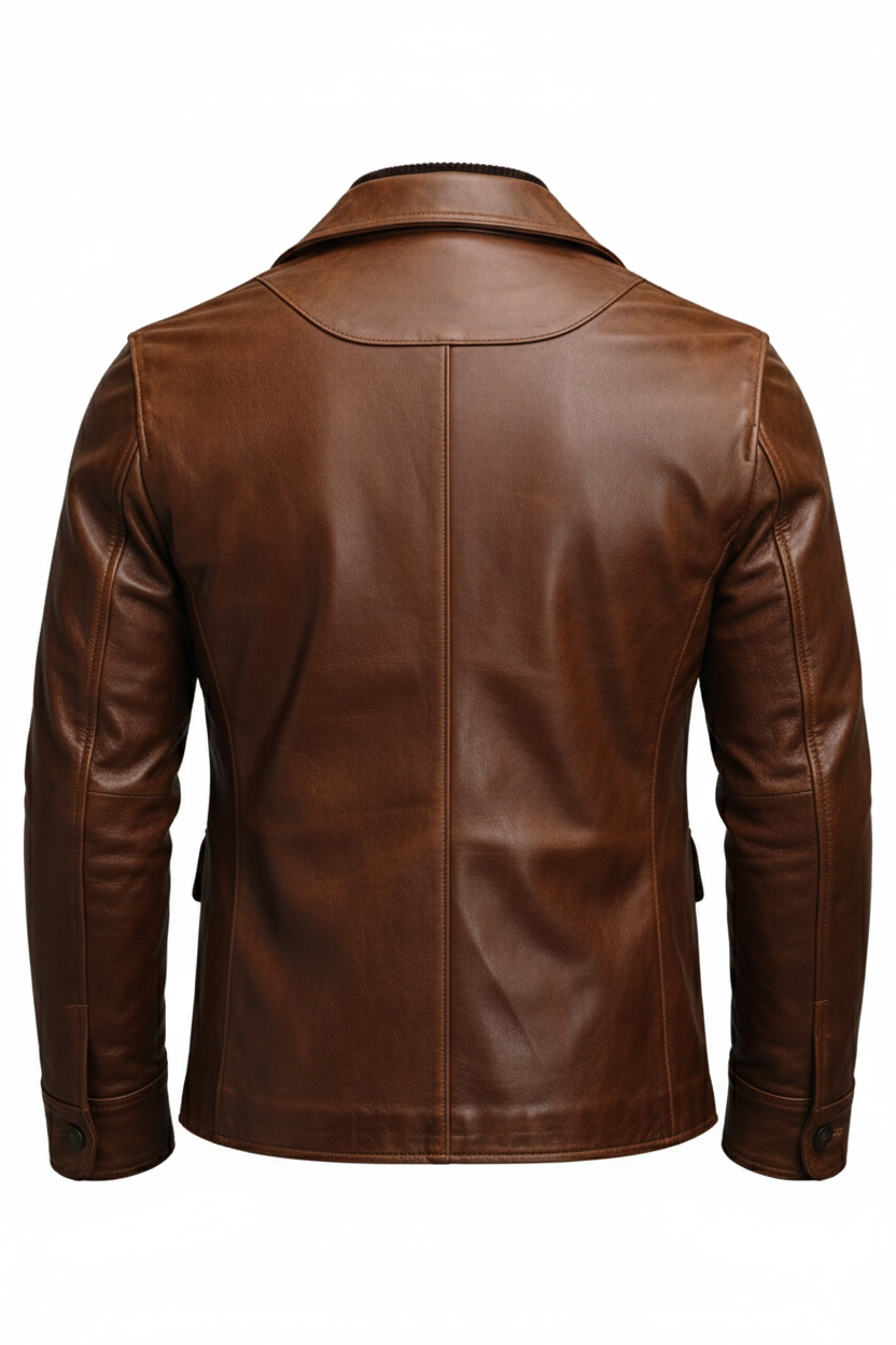 Vintage Distressed Leather Safari Blazer
