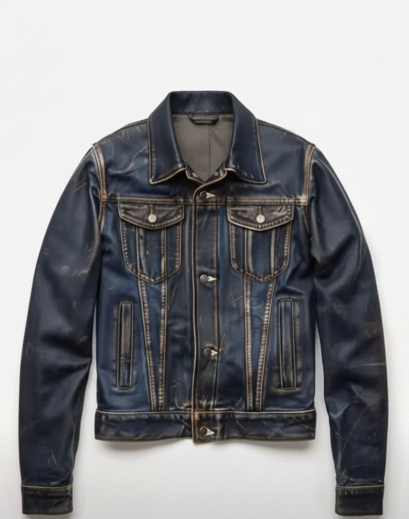 The Heritage Distressed Nappa Trucker